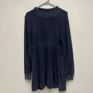 Small, long sleeve, mock neck, faded black dress